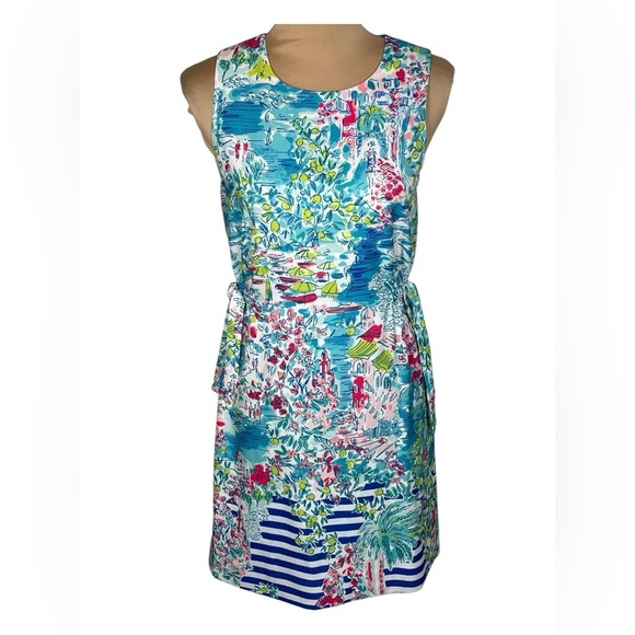 Lilly Pulitzer Marli Postcards From Positano Engineered Stretch Crepe Dress Sz 2 - Picture 4 of 16